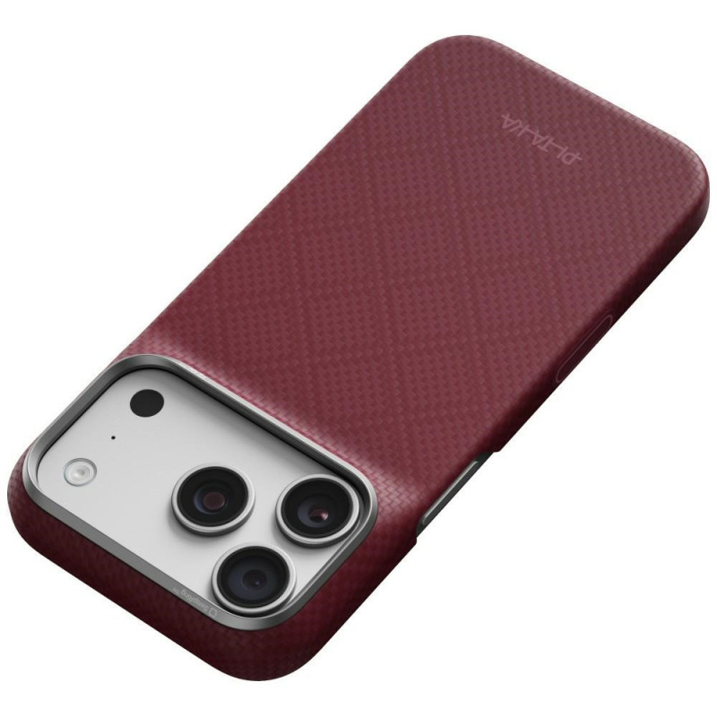 PITAKA Edge Case Argyle MagSafe puzdro pre Apple iPhone 18 Pro / 17 Pro, bordové