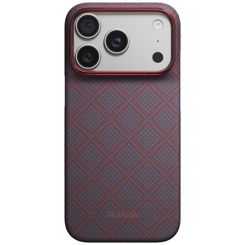 PITAKA Edge Case Argyle MagSafe puzdro pre Apple iPhone 18 Pro / 17 Pro, modro-červené
