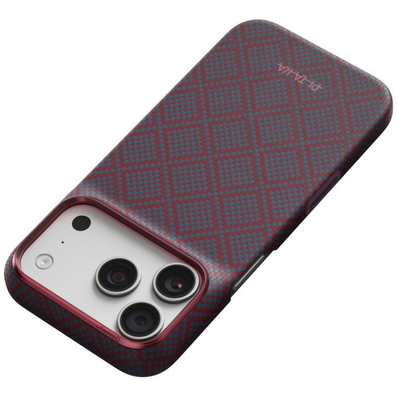 PITAKA Edge Case Argyle MagSafe puzdro pre Apple iPhone 18 Pro / 17 Pro, modro-červené