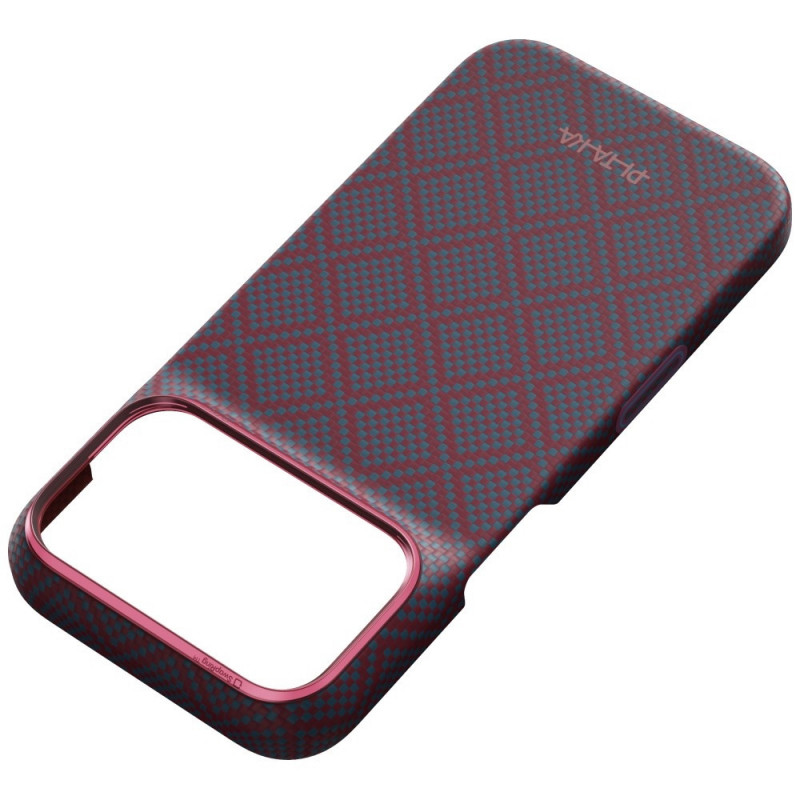PITAKA Edge Case Argyle MagSafe puzdro pre Apple iPhone 18 Pro / 17 Pro, modro-červené