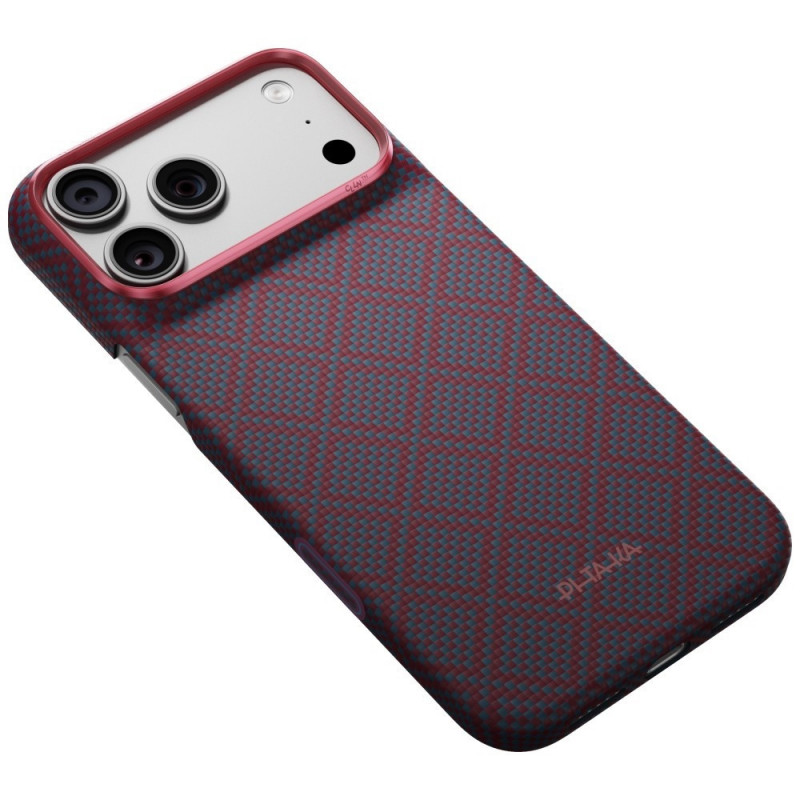 PITAKA Edge Case Argyle MagSafe puzdro pre Apple iPhone 18 Pro Max / 17 Pro Max, modro-červené