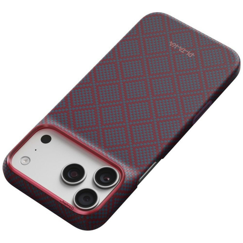 PITAKA Edge Case Argyle MagSafe puzdro pre Apple iPhone 18 Pro Max / 17 Pro Max, modro-červené
