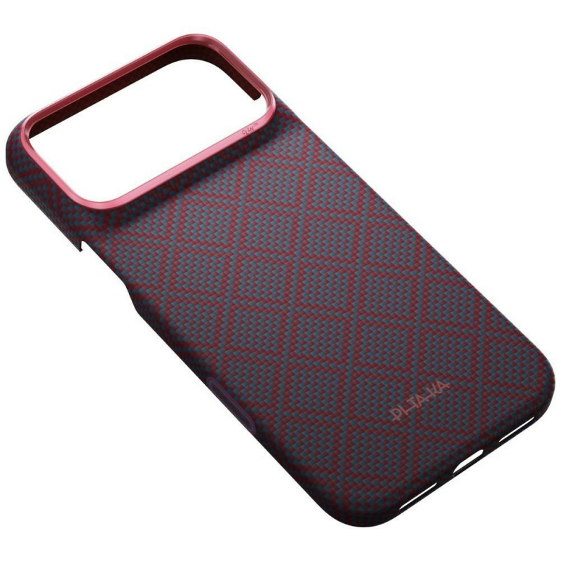 PITAKA Edge Case Argyle MagSafe puzdro pre Apple iPhone 18 Pro Max / 17 Pro Max, modro-červené