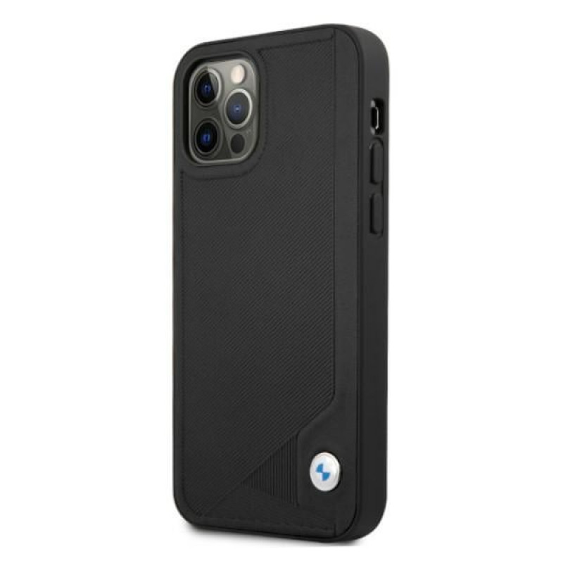 BMW BMHCP12LRCDPK Apple iPhone 12 Pro Max pevné puzdro Leather Deboss, čierna
