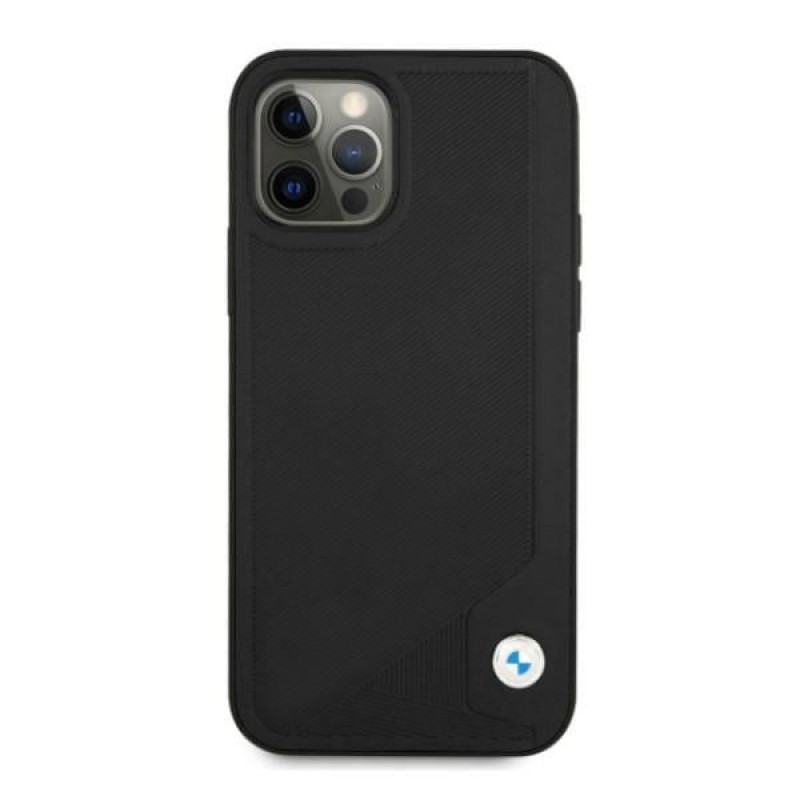 BMW BMHCP12LRCDPK Apple iPhone 12 Pro Max pevné puzdro Leather Deboss, čierna