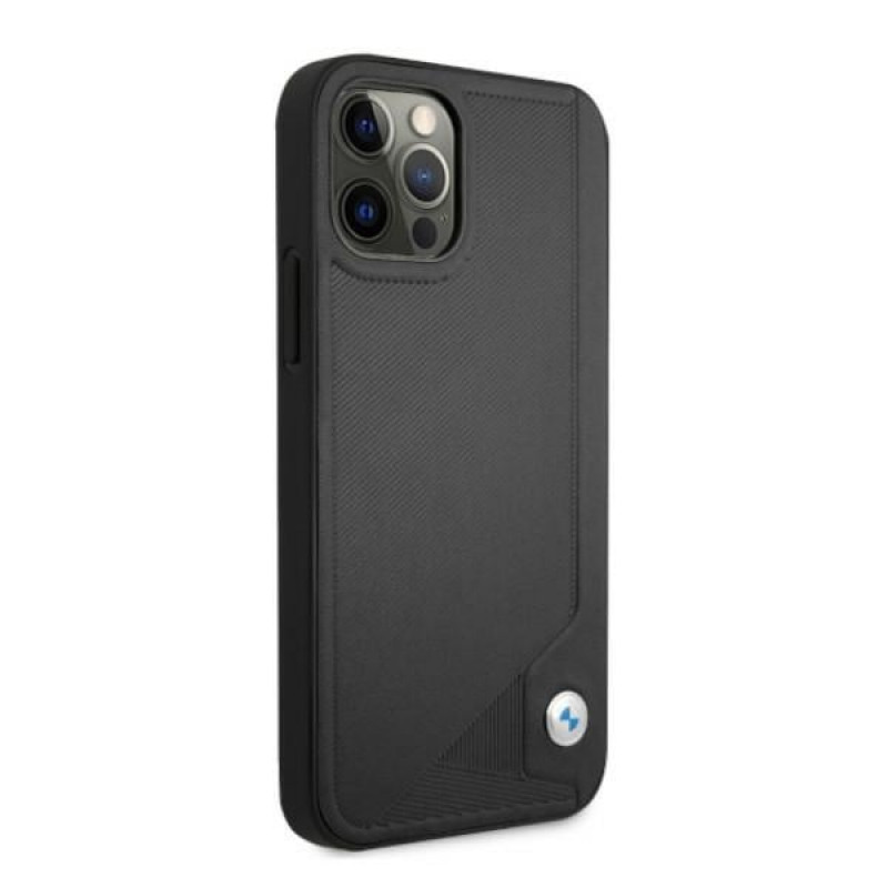 BMW BMHCP12LRCDPK Apple iPhone 12 Pro Max pevné puzdro Leather Deboss, čierna