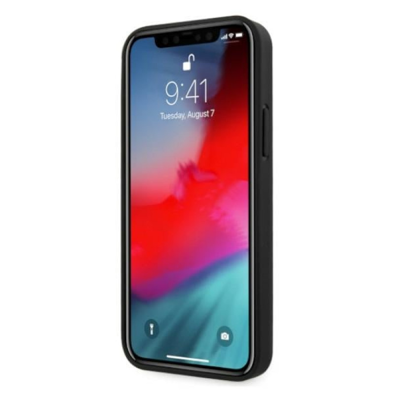 BMW BMHCP12LRCDPK Apple iPhone 12 Pro Max pevné puzdro Leather Deboss, čierna