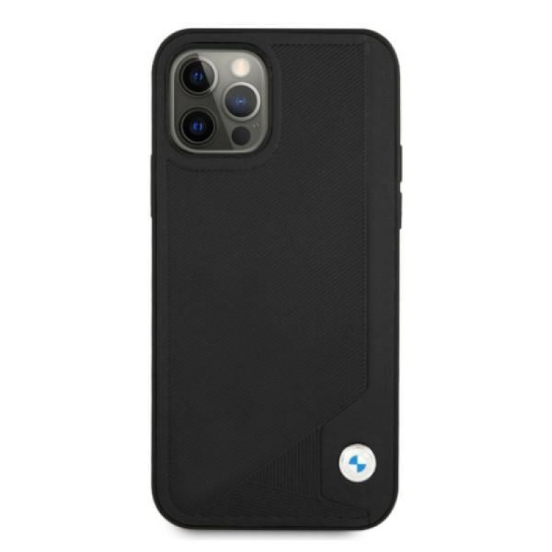 BMW BMHCP12MRCDPK Apple iPhone 12 / 12 Pro pevné puzdro Leather Deboss, čierne
