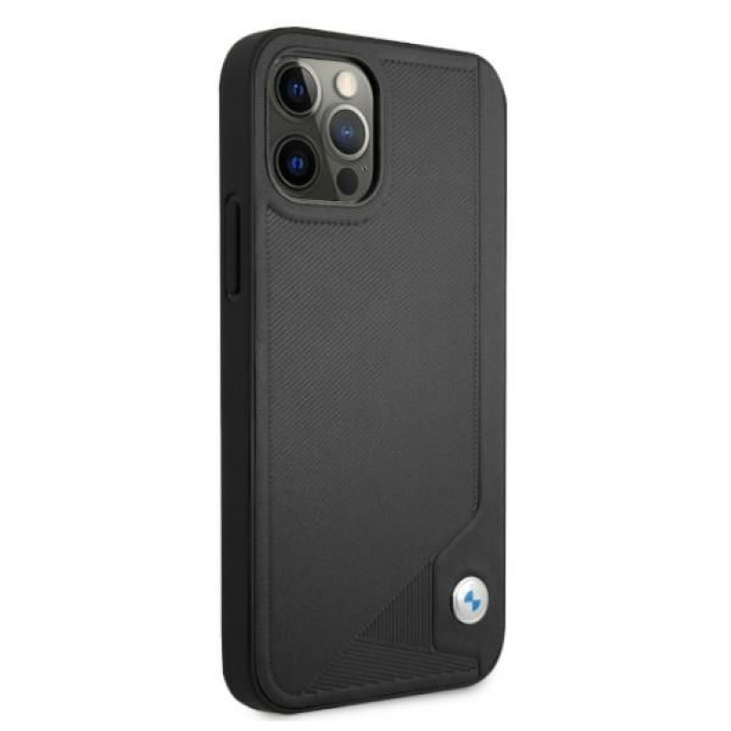 BMW BMHCP12MRCDPK Apple iPhone 12 / 12 Pro pevné puzdro Leather Deboss, čierne