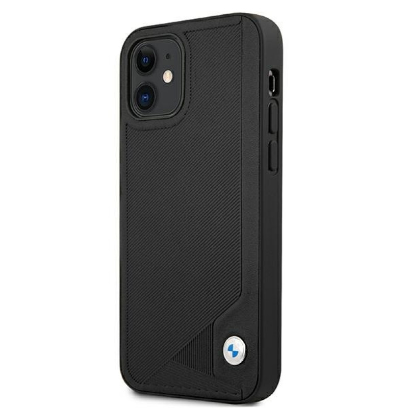 BMW BMHCP12SRCDPK Apple iPhone 12 mini pevné puzdro Leather Deboss, čierne