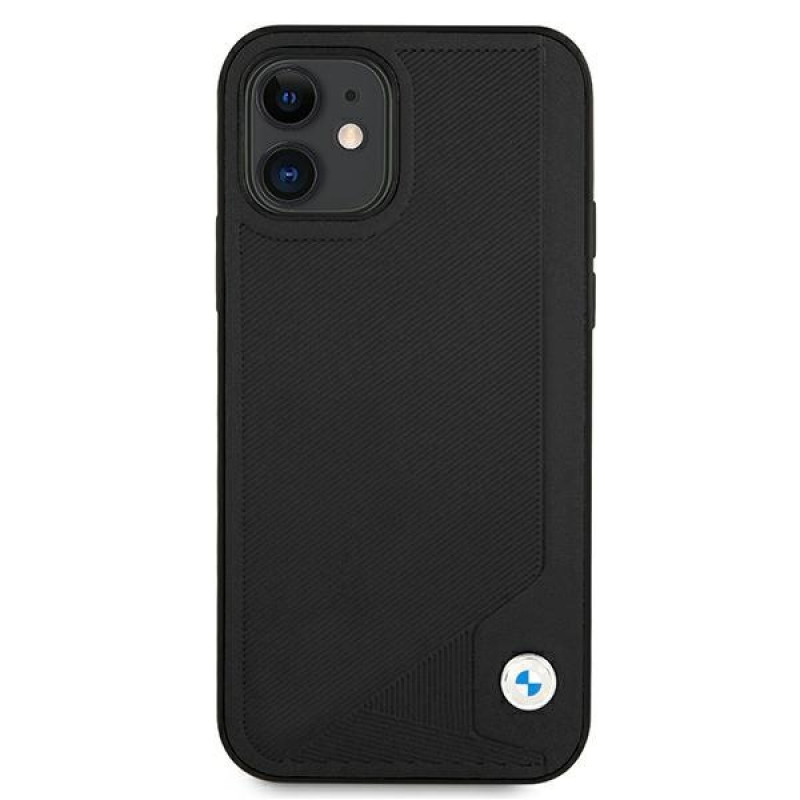 BMW BMHCP12SRCDPK Apple iPhone 12 mini pevné puzdro Leather Deboss, čierne