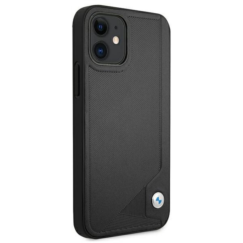 BMW BMHCP12SRCDPK Apple iPhone 12 mini pevné puzdro Leather Deboss, čierne
