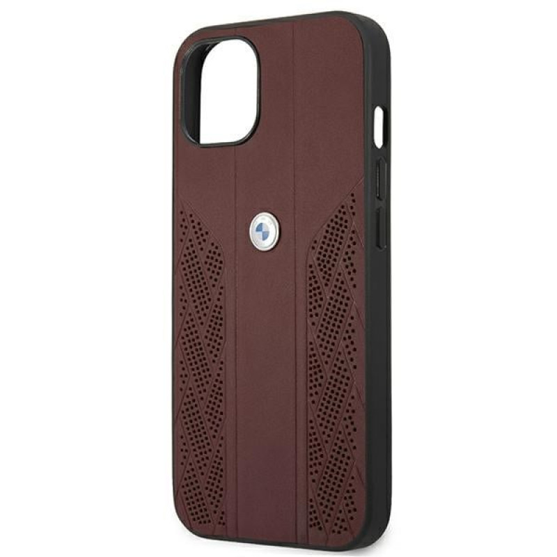 BMW BMHCP13SRSPPR Apple iPhone 13 mini puzdro hardcase Leather Curve Perforate, červené
