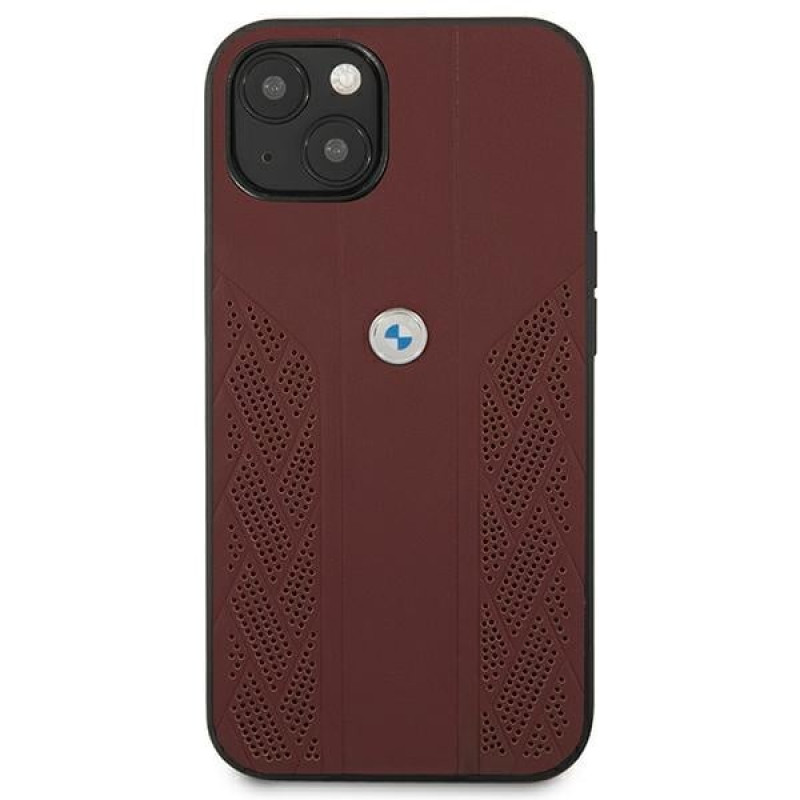BMW BMHCP13MRSPPR Apple iPhone 13 puzdro na pevno Leather Curve Perforate, červené