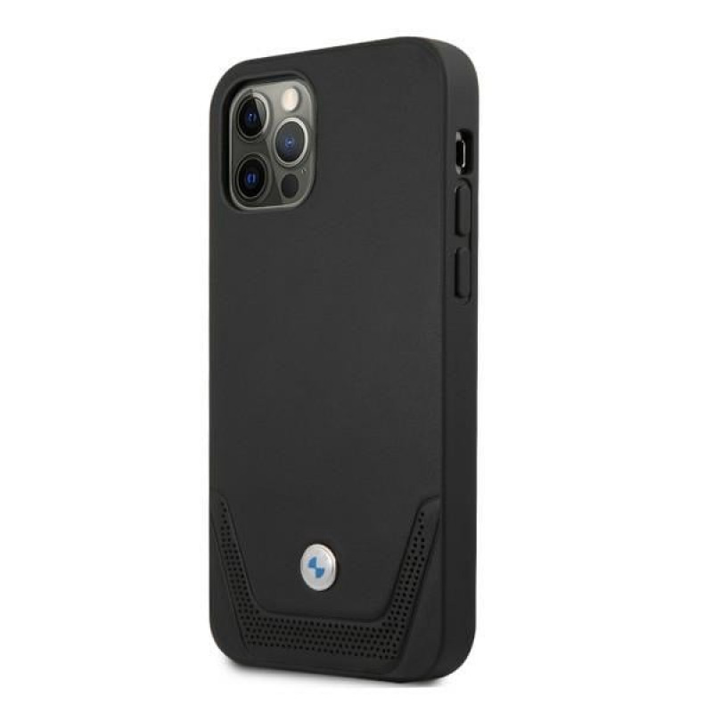 BMW BMHCP12MRSWPK Apple iPhone 12 / 12 Pro puzdro hardcase Leather Perforate, čierne
