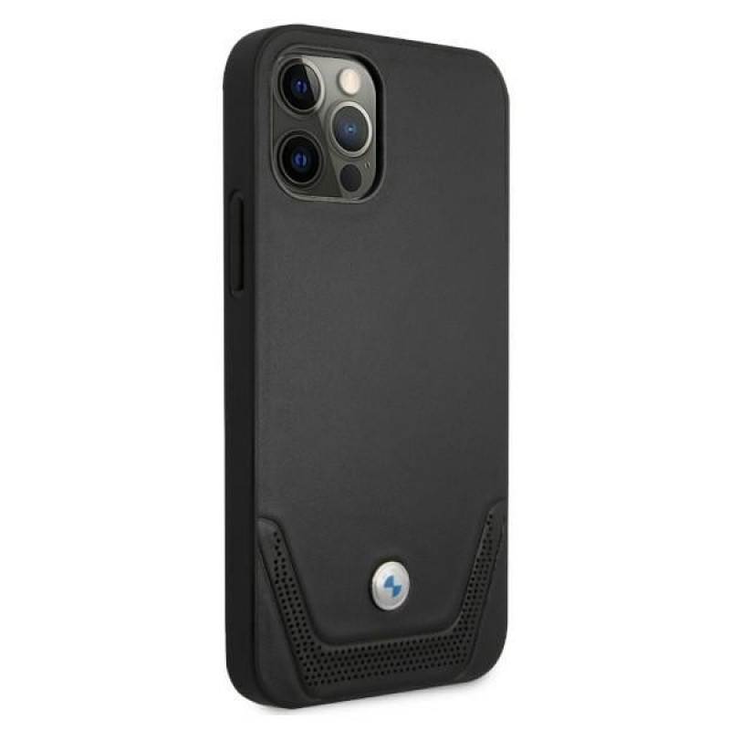 BMW BMHCP12MRSWPK Apple iPhone 12 / 12 Pro puzdro hardcase Leather Perforate, čierne