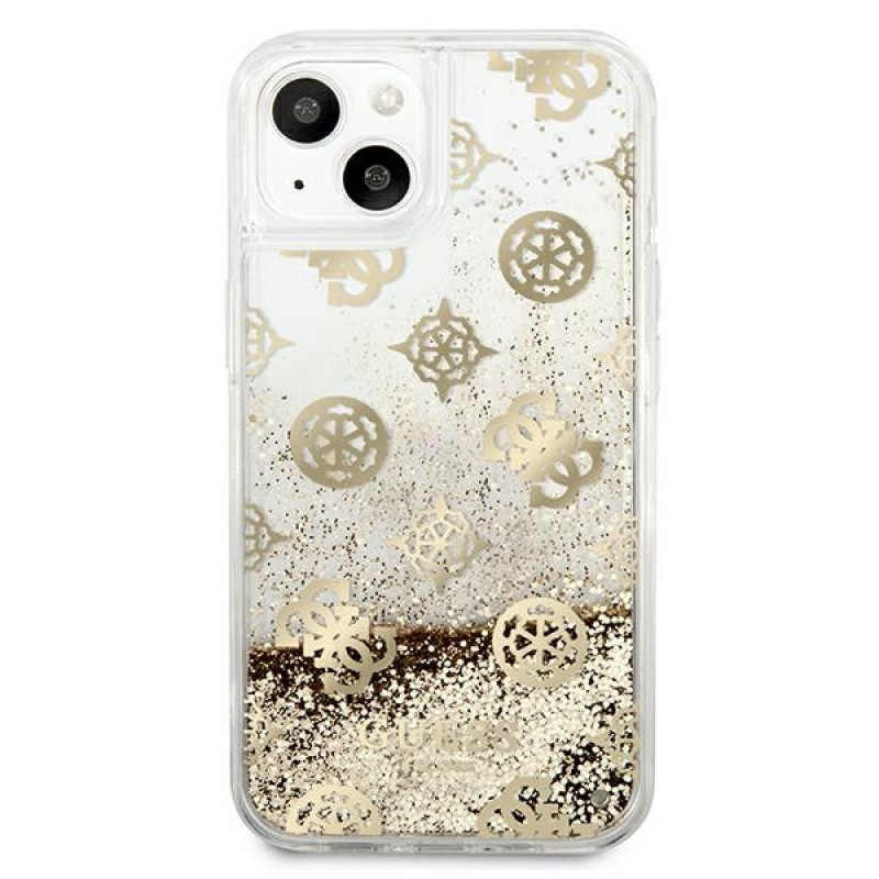 Guess GUHCP13SLGPEGO Apple iPhone 13 mini puzdro Peony Liquid Glitter, zlaté