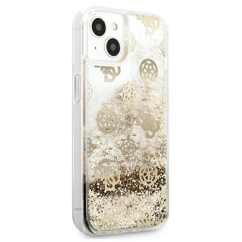 Guess GUHCP13SLGPEGO Apple iPhone 13 mini puzdro Peony Liquid Glitter, zlaté