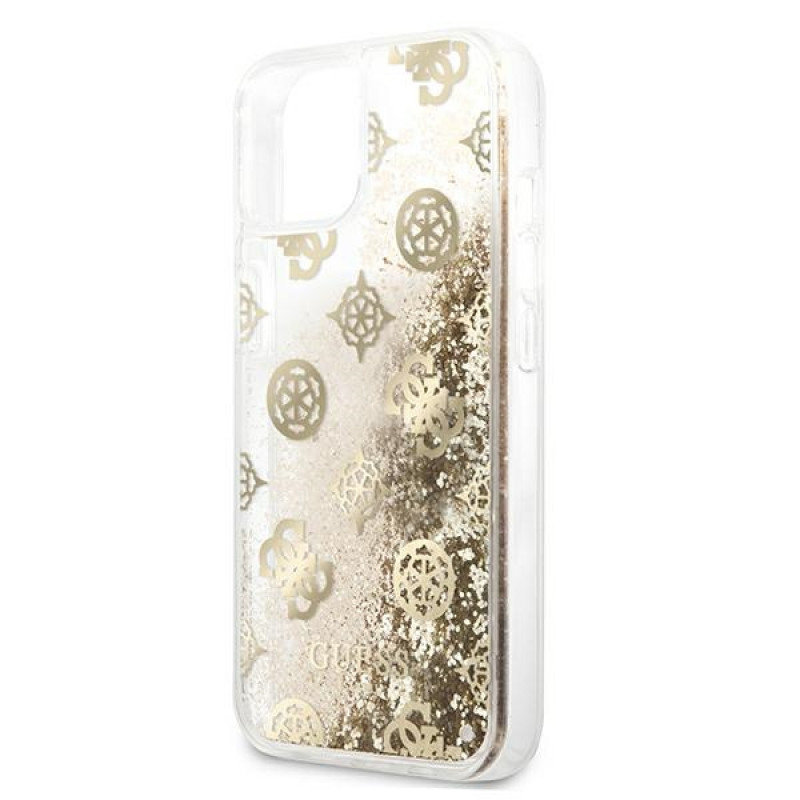Guess GUHCP13SLGPEGO Apple iPhone 13 mini puzdro Peony Liquid Glitter, zlaté