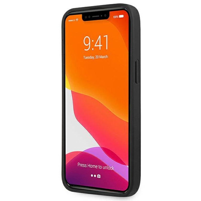 Mercedes-AMG AMHCP14LDOLBK Apple iPhone 14 Pro pevné puzdro, Leather Hot Stamped, čierne