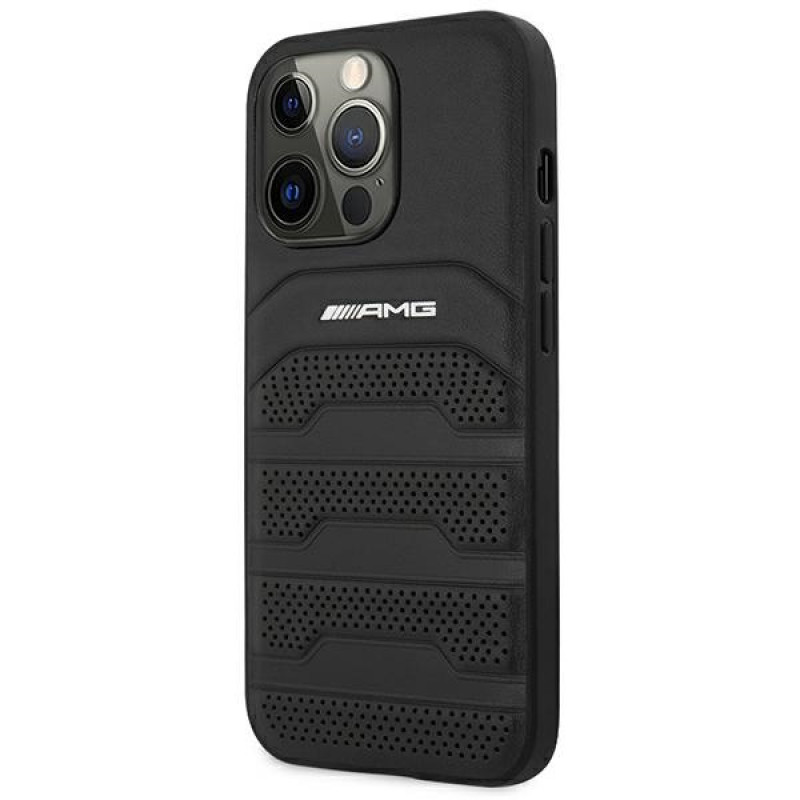 Mercedes-AMG AMHCP14LGSEBK Apple iPhone 14 Pro hardcase, Leather Debossed Lines, čierny