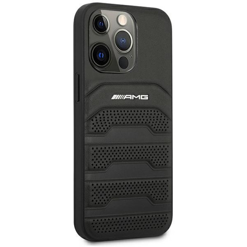 Mercedes-AMG AMHCP14LGSEBK Apple iPhone 14 Pro hardcase, Leather Debossed Lines, čierny