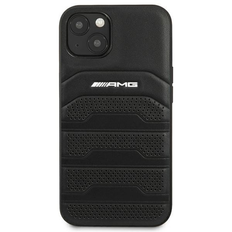 Mercedes-AMG AMHCP14MGSEBK Apple iPhone 14 Plus / 15 Plus pevné puzdro, Leather Debossed Lines, čierne