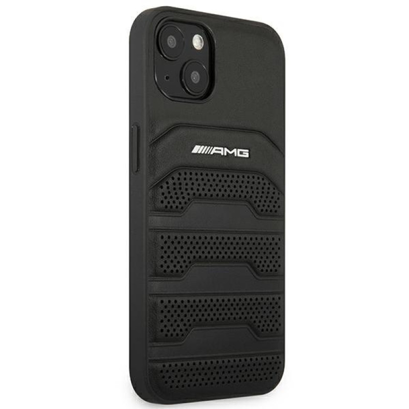 Mercedes-AMG AMHCP14MGSEBK Apple iPhone 14 Plus / 15 Plus pevné puzdro, Leather Debossed Lines, čierne