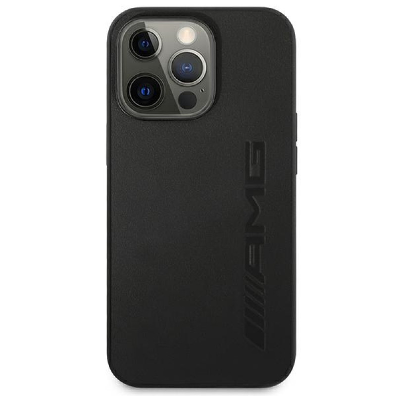 Mercedes-AMG AMHCP14XDOLBK Apple iPhone 14 Pro Max pevné puzdro, Leather Hot Stamped, čierne