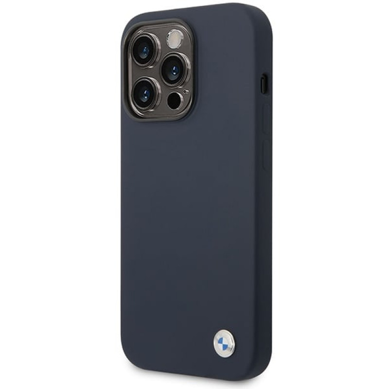 BMW BMHMP14XSILNA puzdro Apple iPhone 14 Pro Max, Silicone Metal Logo MagSafe, námornícka modrá