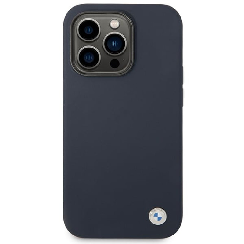BMW BMHMP14XSILNA puzdro Apple iPhone 14 Pro Max, Silicone Metal Logo MagSafe, námornícka modrá