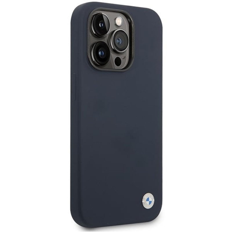BMW BMHMP14XSILNA puzdro Apple iPhone 14 Pro Max, Silicone Metal Logo MagSafe, námornícka modrá