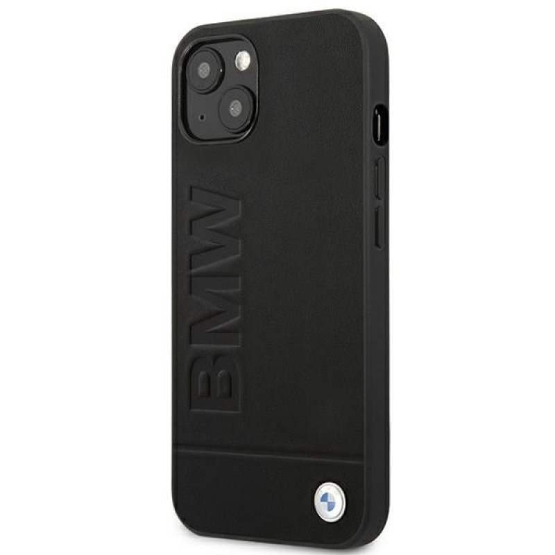 BMW BMHCP14MSLLBK puzdro na Apple iPhone 14 Plus / 15 Plus, Leather Stamp, čierne