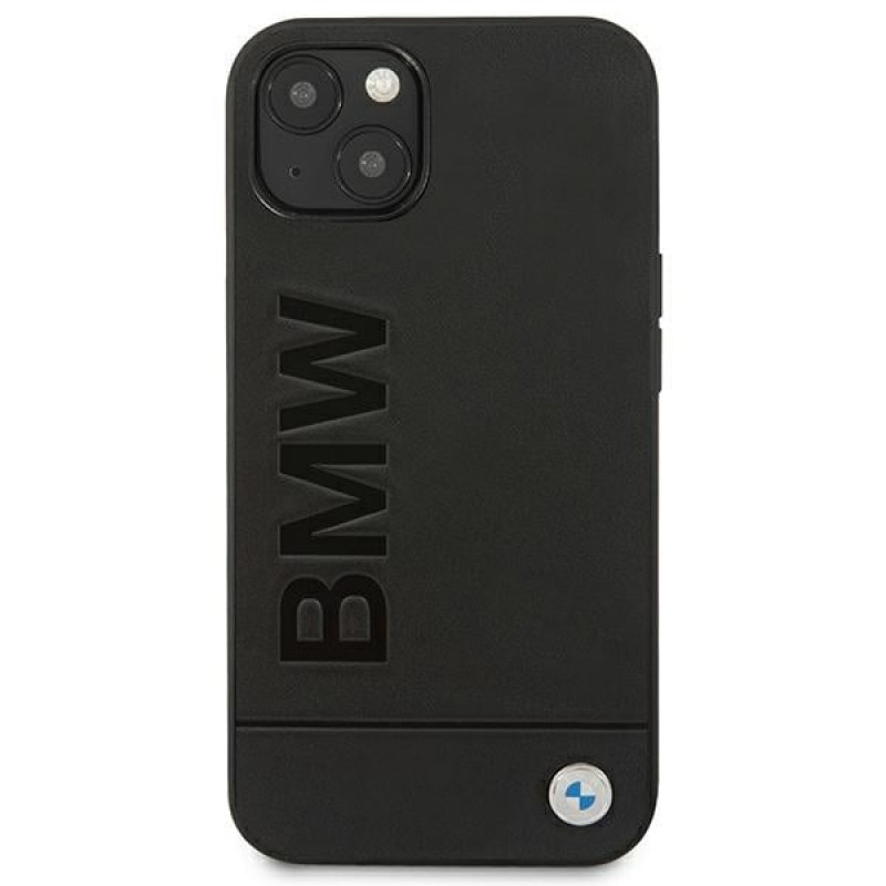 BMW BMHCP14MSLLBK puzdro na Apple iPhone 14 Plus / 15 Plus, Leather Stamp, čierne