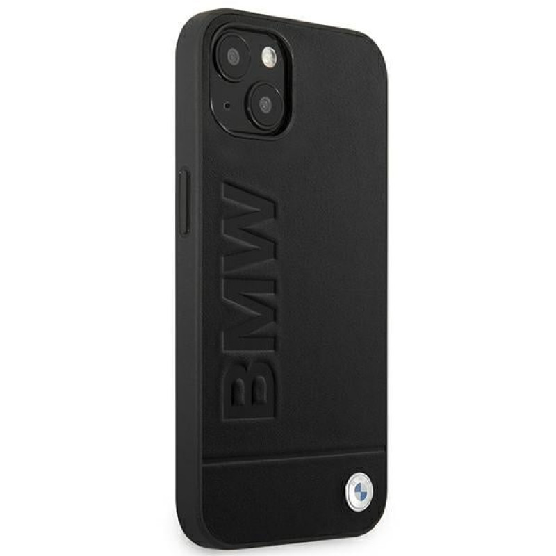 BMW BMHCP14MSLLBK puzdro na Apple iPhone 14 Plus / 15 Plus, Leather Stamp, čierne