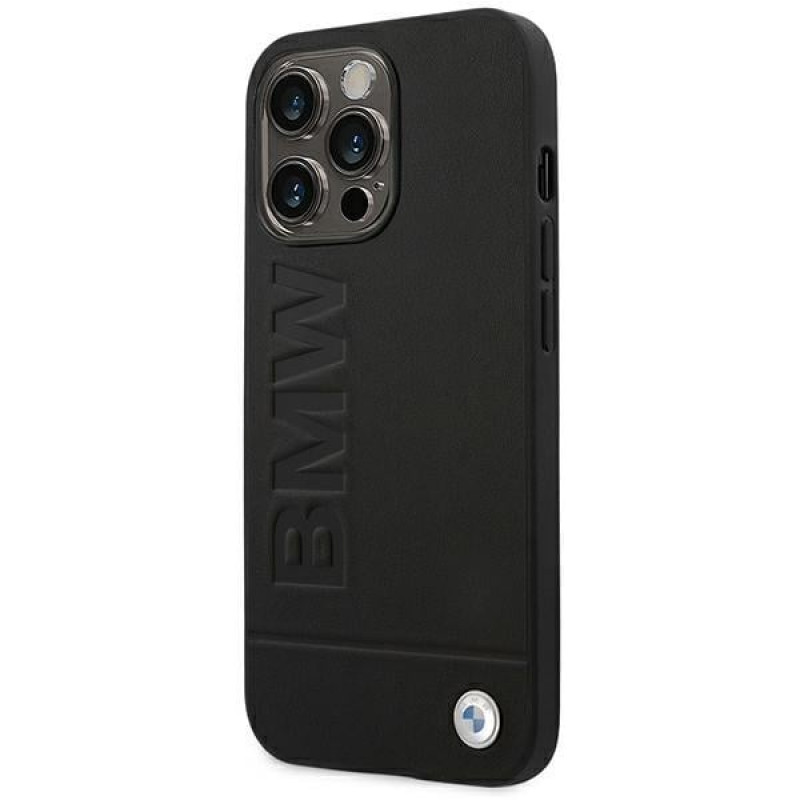 BMW BMHCP14LSLLBK Apple iPhone 14 Pro puzdro, Leather Stamp, čierna