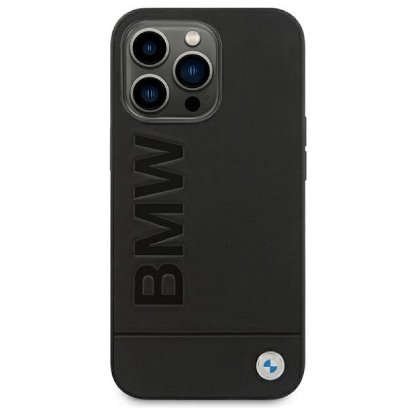 BMW BMHCP14LSLLBK Apple iPhone 14 Pro puzdro, Leather Stamp, čierna