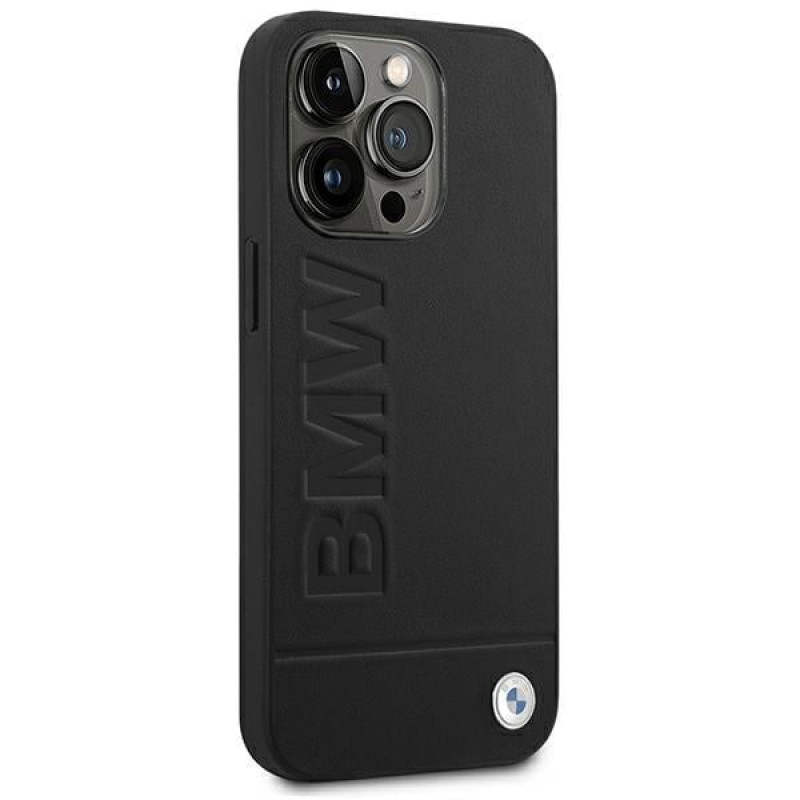 BMW BMHCP14LSLLBK Apple iPhone 14 Pro puzdro, Leather Stamp, čierna