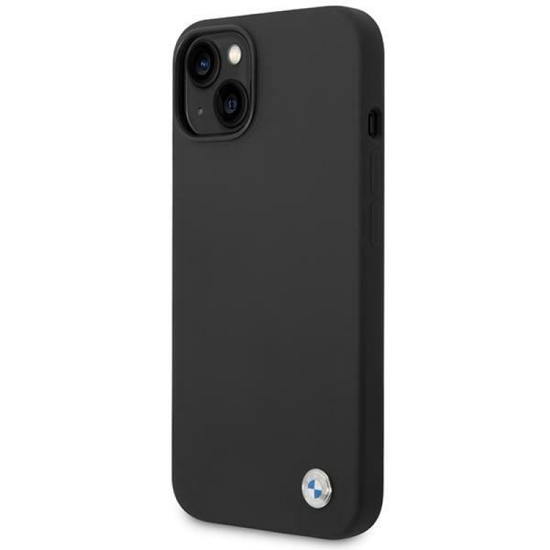 BMW BMHCP14MSILBK puzdro Apple iPhone 14 Plus / 15 Plus, Silicone Metal Logo, čierne