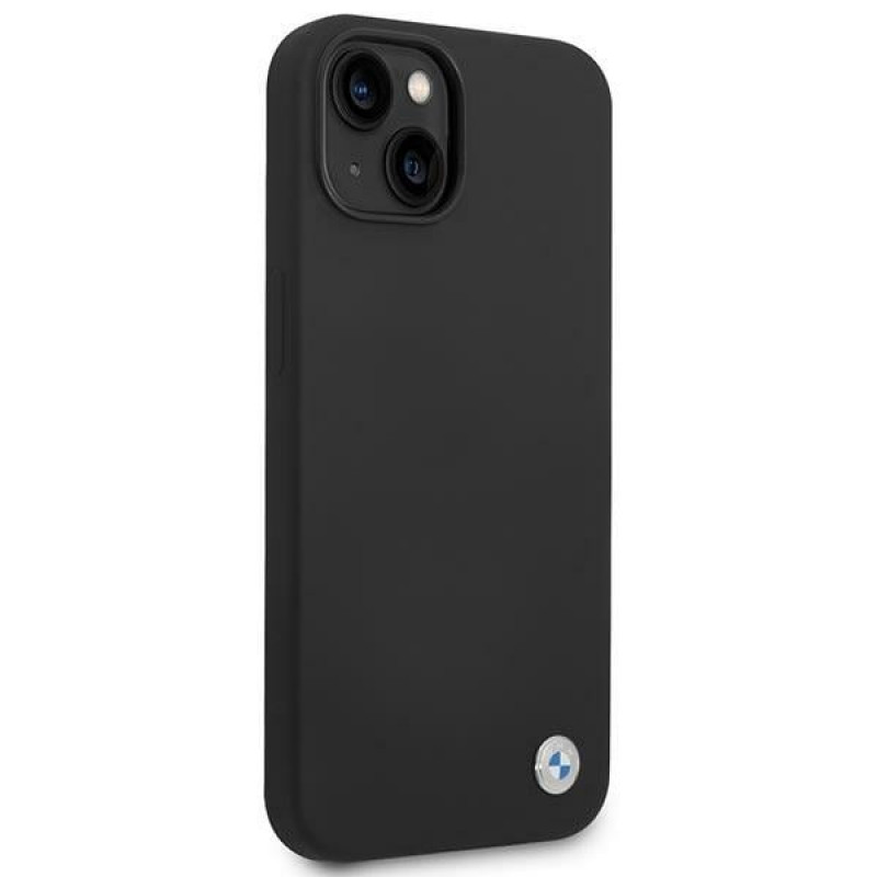 BMW BMHCP14MSILBK puzdro Apple iPhone 14 Plus / 15 Plus, Silicone Metal Logo, čierne