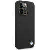 BMW BMHCP14XSILBK Silicone Metal Logo puzdro na Apple iPhone 14 Pro Max 6,7", čierne