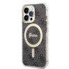 Guess GUBPP13LH4EACSK puzdro + bezdrôtová nabíjačka pre Apple iPhone 13 Pro, čierne pevné puzdro 4G Print MagSafe
