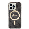Guess GUBPP13LH4EACSK puzdro + bezdrôtová nabíjačka pre Apple iPhone 13 Pro, čierne pevné puzdro 4G Print MagSafe
