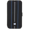 BMW BMBKP14L22RVSK Leather Stamp Blue Lines puzdro na knihu pre Apple iPhone 14 Pro 6.1", čierne