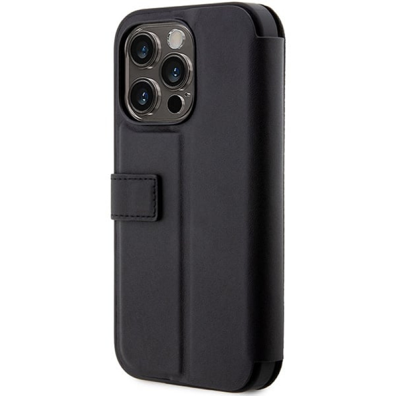 BMW BMBKP14L22RVSK Leather Stamp Blue Lines puzdro na knihu pre Apple iPhone 14 Pro 6.1", čierne