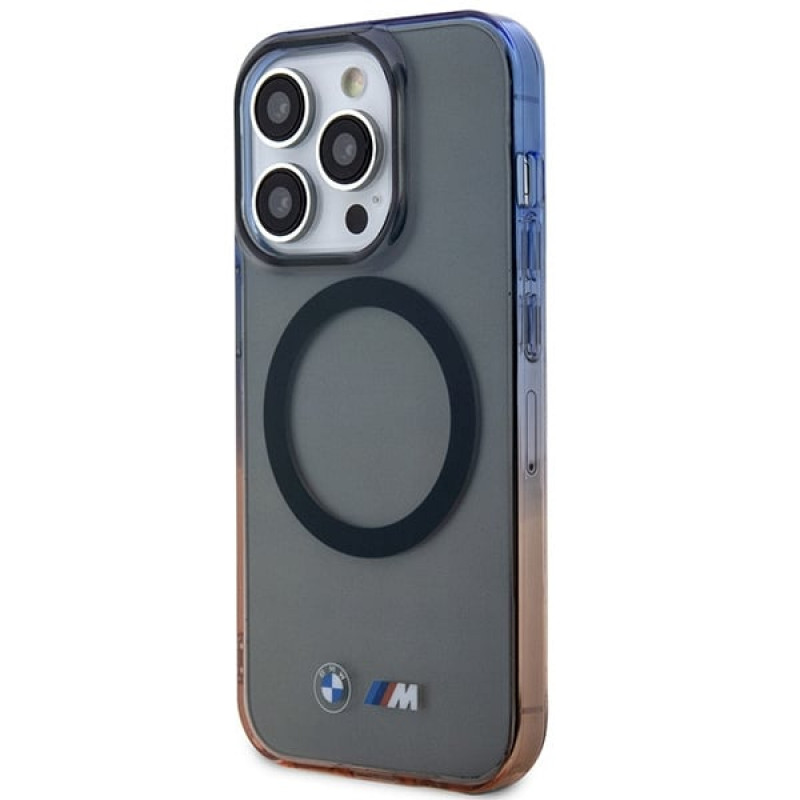 BMW BMHMP14XHTGE Gradient Bumper pevné puzdro pre Apple iPhone 14 Pro Max, sivé, MagSafe