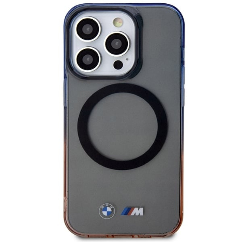 BMW BMHMP14XHTGE Gradient Bumper pevné puzdro pre Apple iPhone 14 Pro Max, sivé, MagSafe
