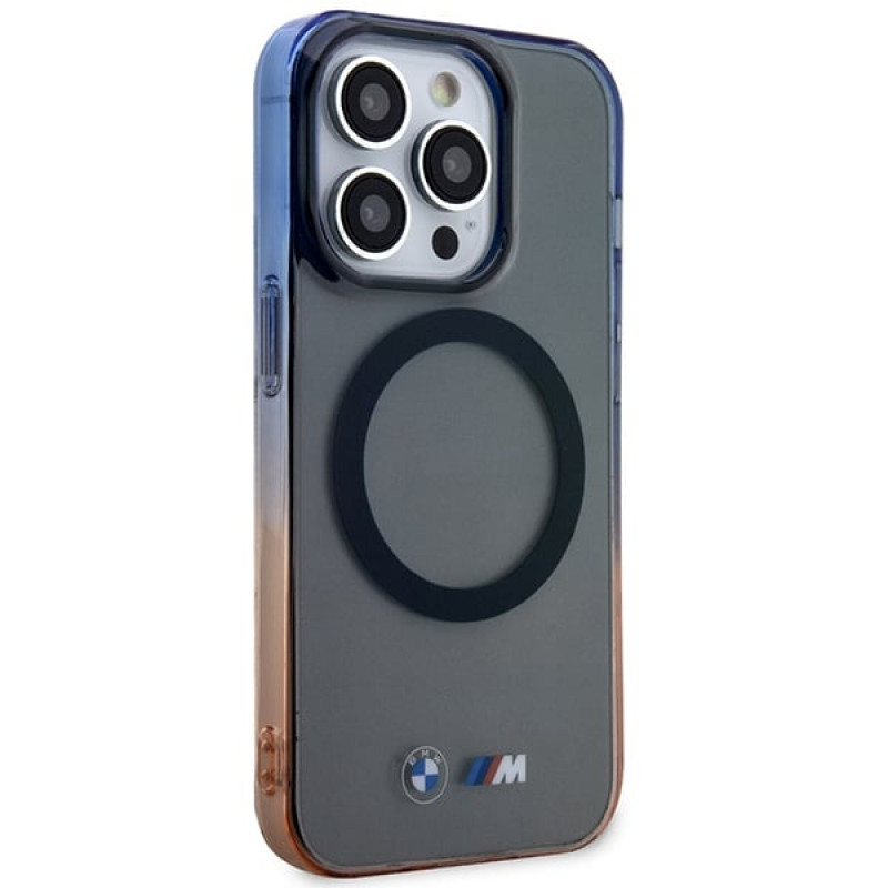 BMW BMHMP14XHTGE Gradient Bumper pevné puzdro pre Apple iPhone 14 Pro Max, sivé, MagSafe