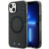 BMW BMHMP14MHGPK Pattern MagSafe pevné puzdro pre Apple iPhone 14 Plus / 15 Plus, sivé