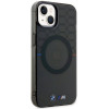 BMW BMHMP14MHGPK Pattern MagSafe pevné puzdro pre Apple iPhone 14 Plus / 15 Plus, sivé